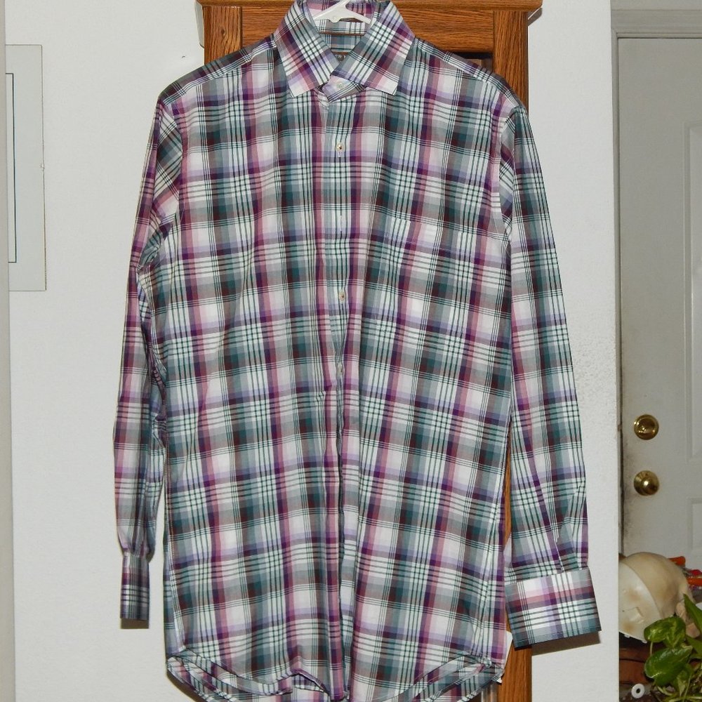 NWT $130 Check Plaid L/S Shirt PETER MILLAR M